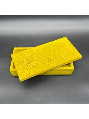 Vintage Trinket Box Italy Aldo Londi Rosenthal Netter Bitossi MCM Yellow Daisy